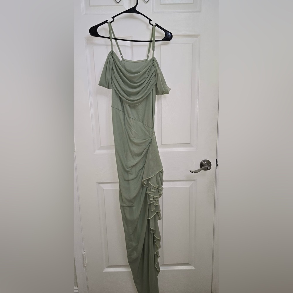 Asymmetrical Sage Green Dress